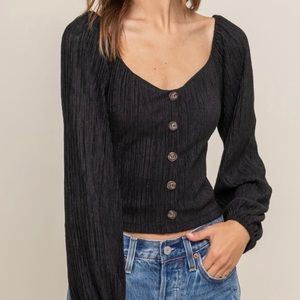 Lush Ribbed button down crop